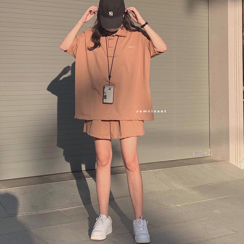 Bộ đùi thể thao nâu trơn ulzzang dáng thụng trẻ trung cá tính | BigBuy360 - bigbuy360.vn