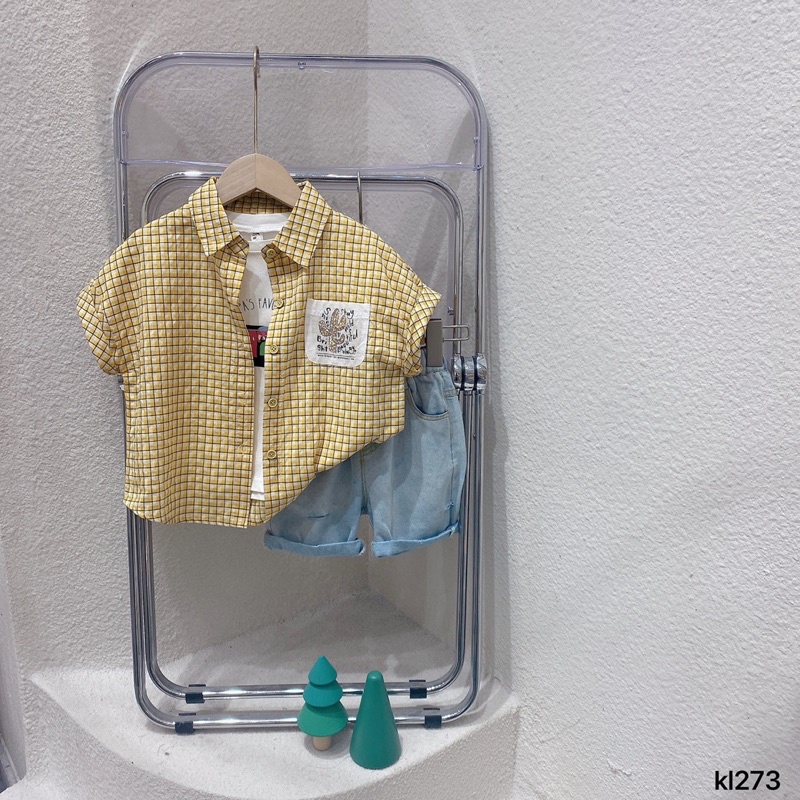 Áo sơ mi cổ lật cộc tay bé trai-MS115