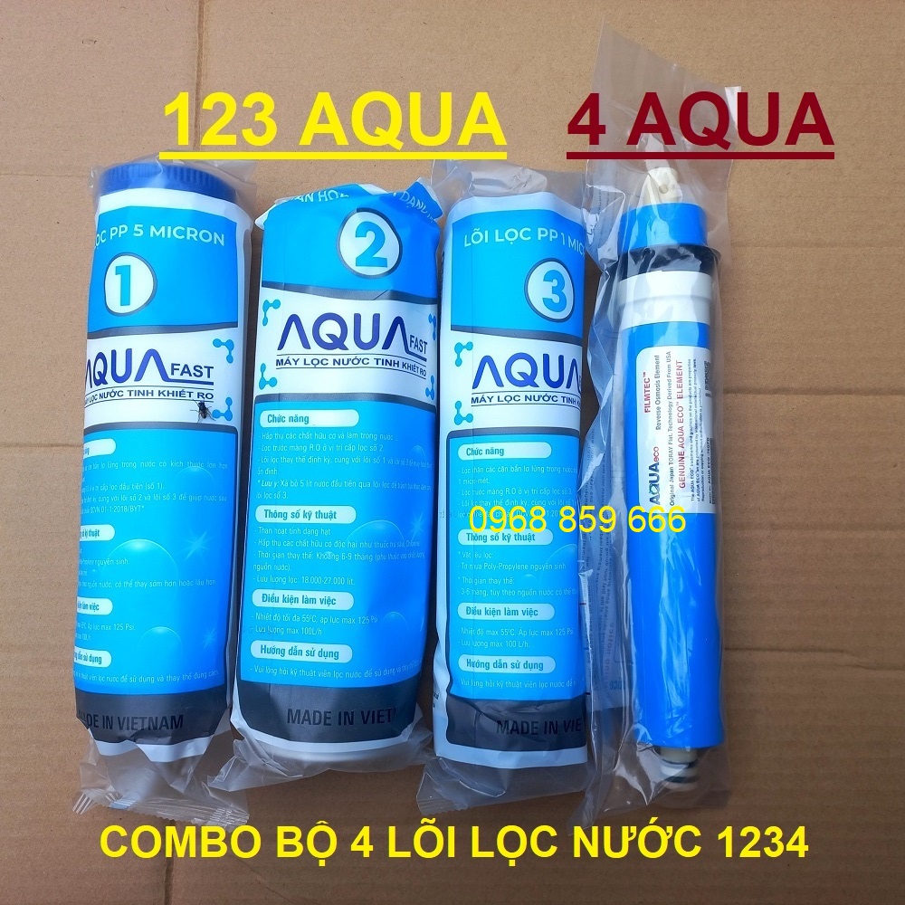 Lõi Lọc Nước Số 4 Màng RO AQUA tặng bộ lõi lọc nước AQUA số 1,2,3 ( bộ lõi 1234 AQUA)