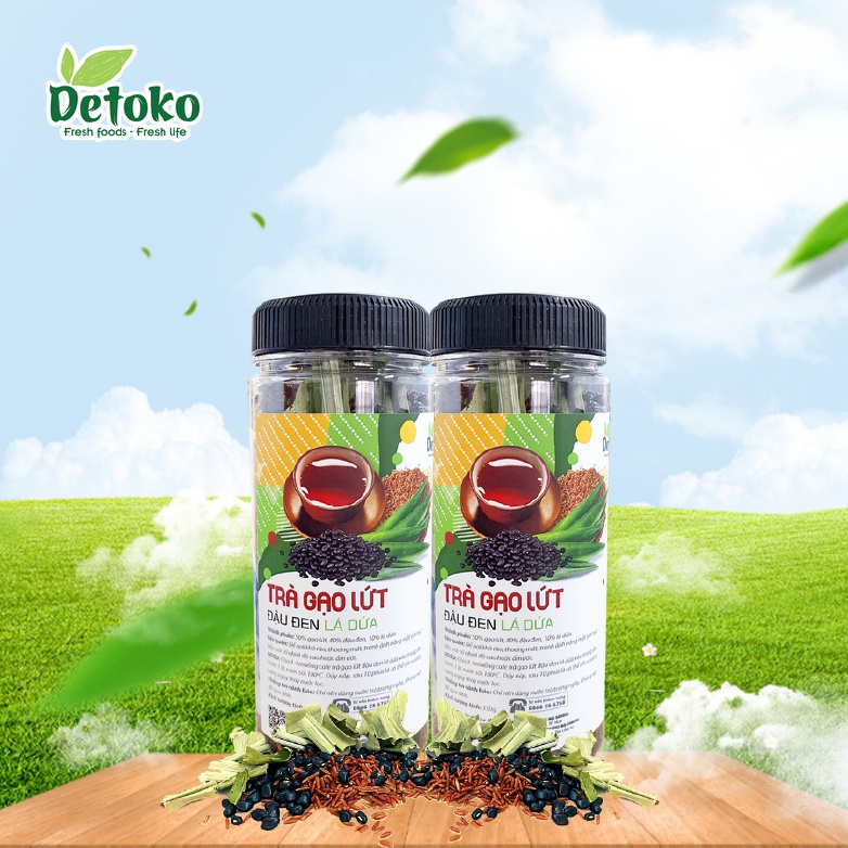 Combo 2 Trà gạo lứt đậu đen lá dứa Bamboo - 350g x 2 Hủ