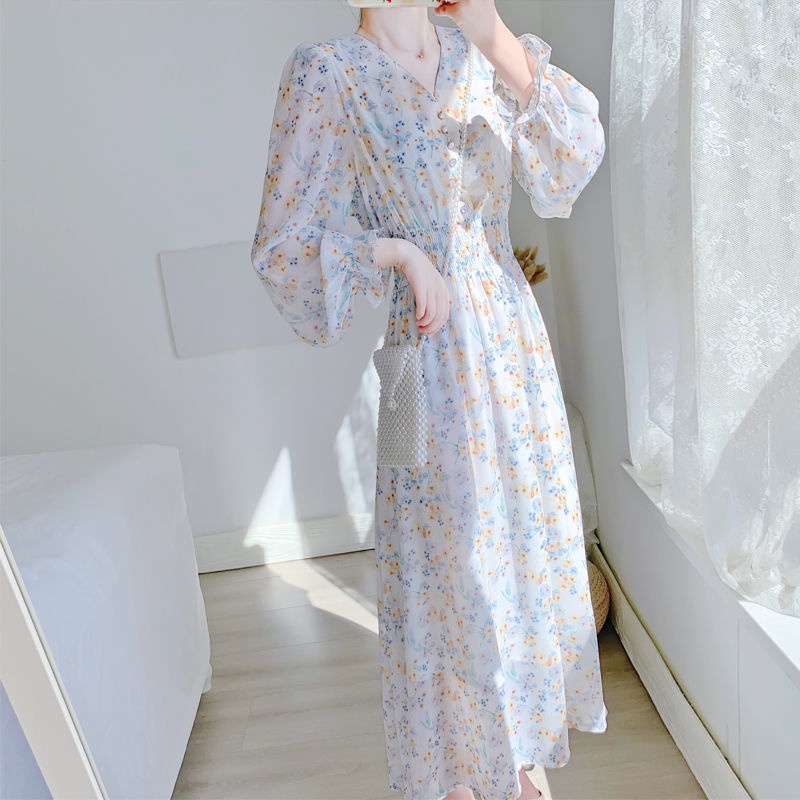 Đầm Hoa Dáng Ôm Chiết Eo Kiểu Pháp Thời Trang Mùa Hè Cho Nữ