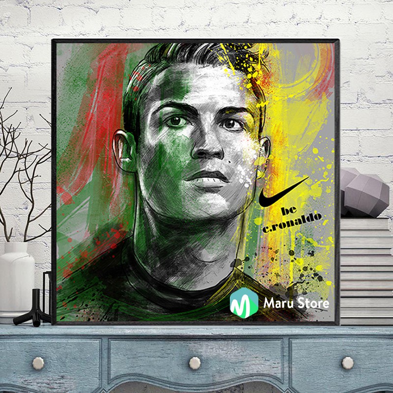 Tranh Treo Tường Cầu Thủ Ronaldo Trang Trí, Có Khung Sang Trọng