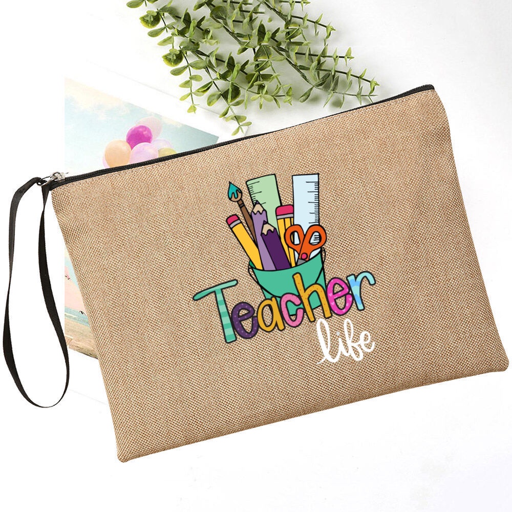 Ngày Nhà Giáo Tốt Nhất Giáo Viên Từng In Vải Lanh Túi Văn Phòng Phẩm Túi Đựng Mỹ Phẩm Du Lịch Đồ Vệ Sinh Túi Bảo Quản Cho Giáo Viên