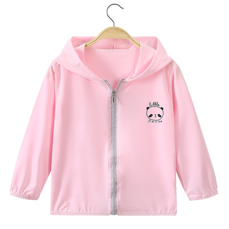 Áo Khoác Chống Nắng Bằng Lụa Lạnh Thoáng Khí Có Mũ Trùm 80-150cm Cho Bé