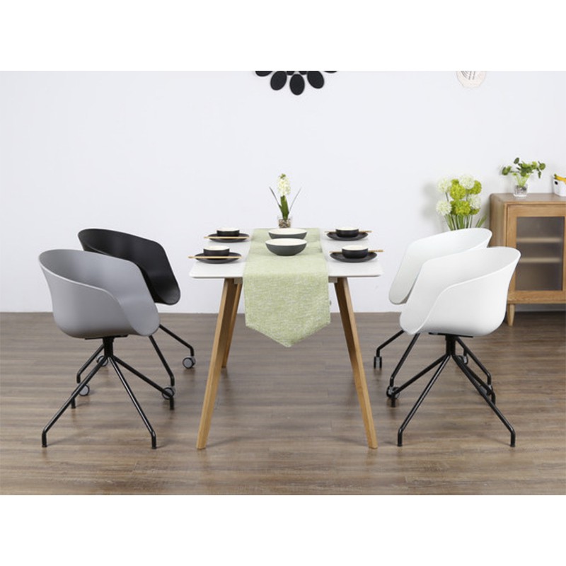 Ghế Chân Xoay Ghế Làm Việc Lưng Nhựa Chân Sắt Sơn Tĩnh Điện Jc-8116