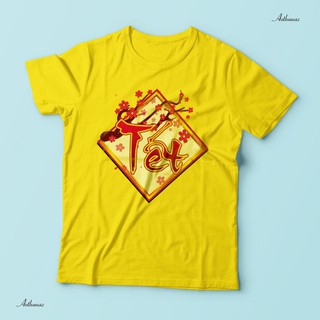 🔥xả kho🔥 áo thun nam nữ màu vàng in hình tết độc đáo - cotton thái m2370