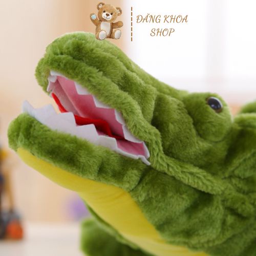 Gấu Bông Cá Sấu Mặt Ngáo Xanh, Gối Ôm Cá Sấu Màu Xanh Bông Vải Nhung Siêu Mềm Mịn