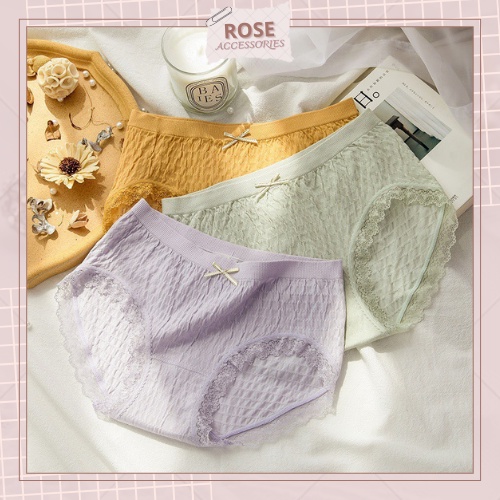 Quần lót cotton nhăn viền ren gợi cảm mềm mại kháng khuẩn Rose Accessories QL08