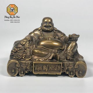Tượng Phật Di Lặc,chất liệu bằng đồng vàng giả cổ,kích thước cao 10 x 12 x 7 cm.