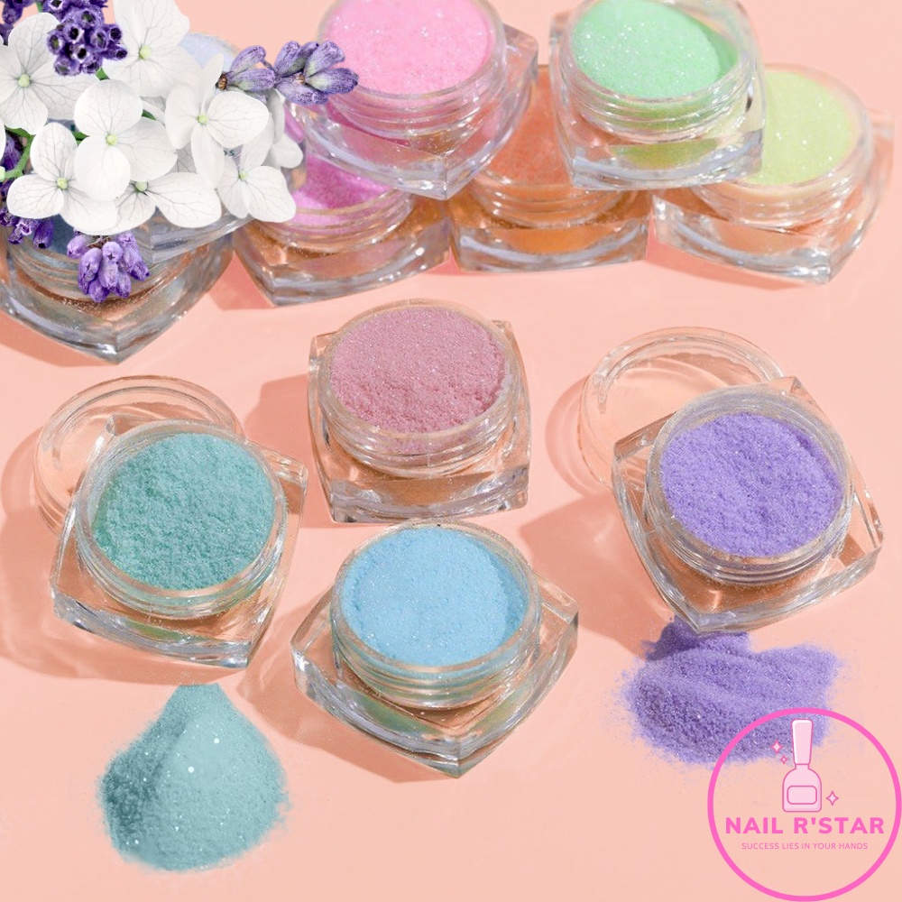 Set 12 hũ nhũ cát mịn - nhũ cát rắc 12 màu đẹp trang trí móng tay sang chảnh NAIL R’STAR