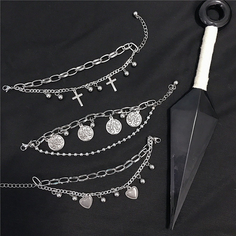 Vòng tay hai lớp hình thánh giá/trái tim/cây sự sống phong cách hip hop cho nam nữ 22041