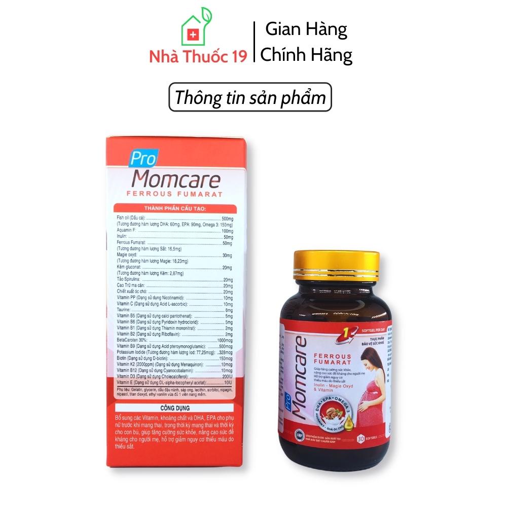 Pro Momcare Bổ Sung Các Vitamin Khoáng Chất DHA EPA Omega 3 Cho Phụ Nữ Trước Trong Thời Kì Mang Thai Và Cho Con Bú