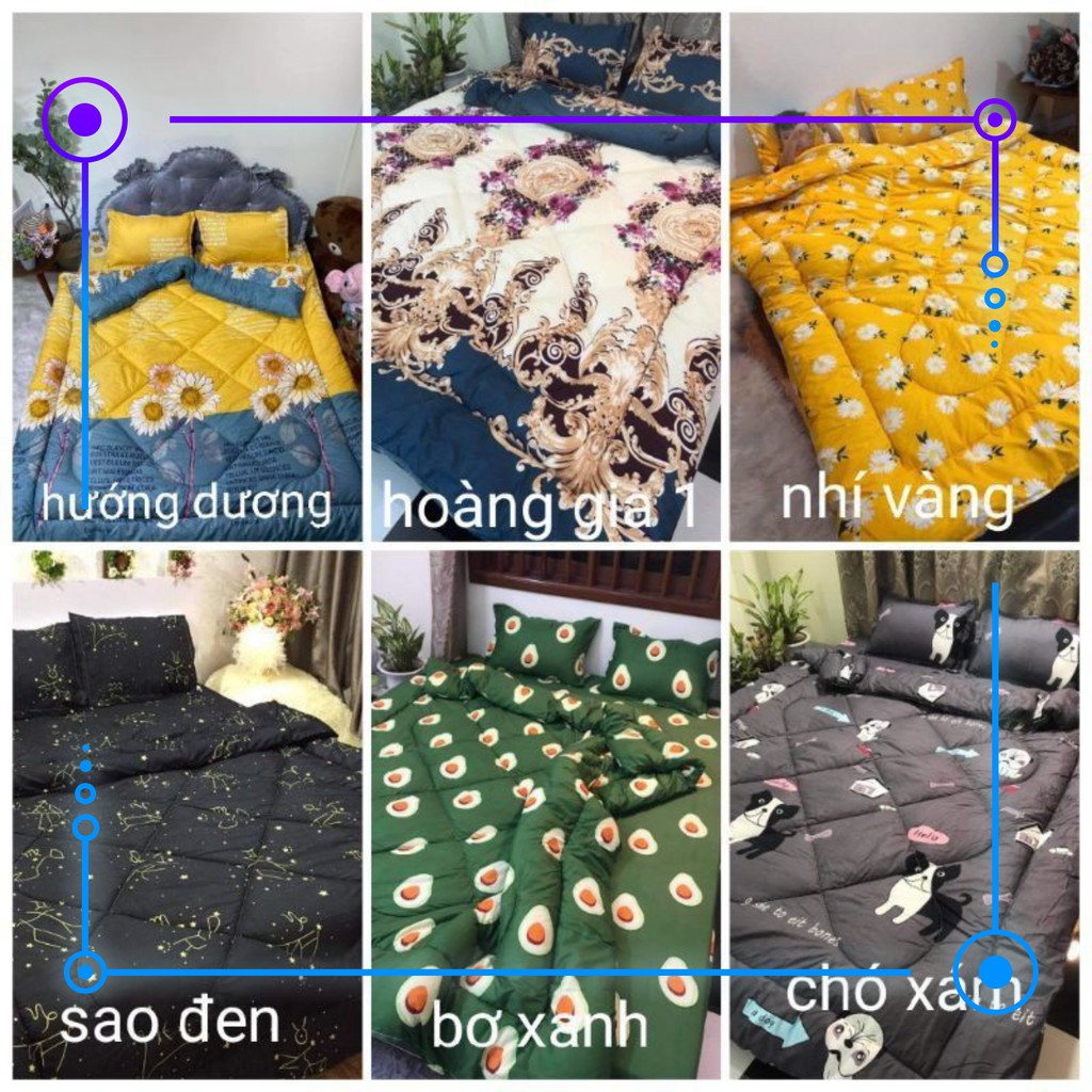 [Xả Lỗ] Bộ 5 Ga Gối Chăn Phao Trần Bông Dày Poly Cotton loại 1 Chăn Bông Như Hình Nhiều Mẫu Mới ( Nhắn Chọn Mẫu) FREESHI