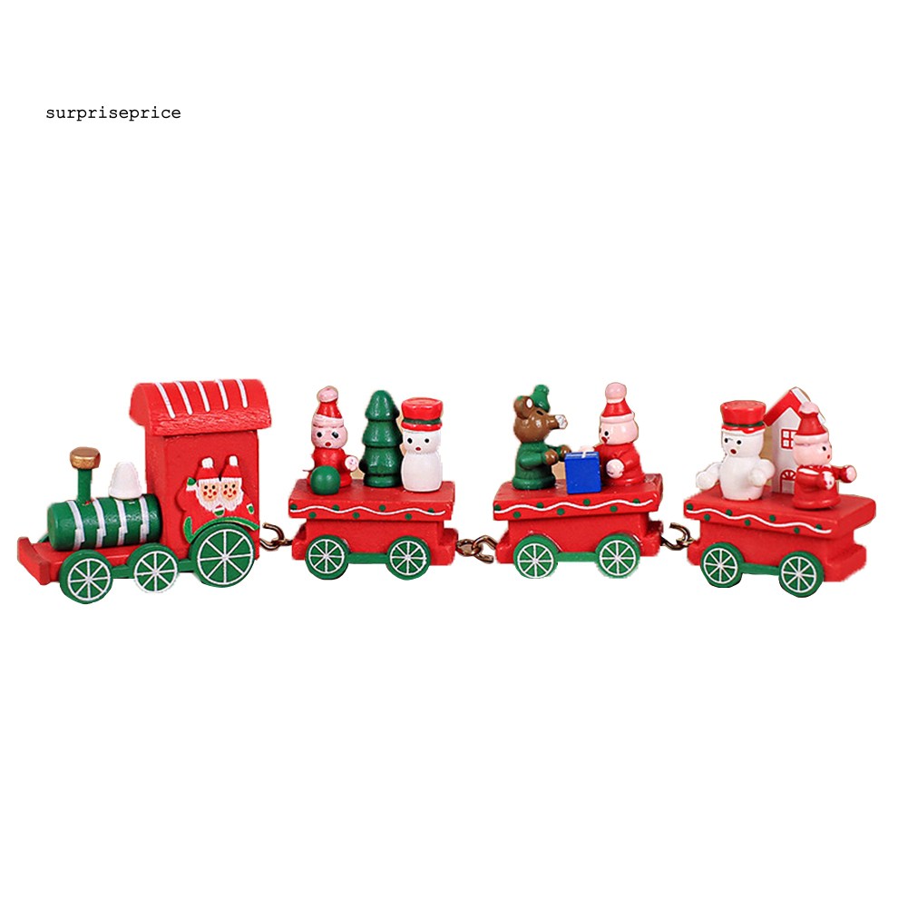 Xe lửa mini bằng gỗ trang trí giáng sinh