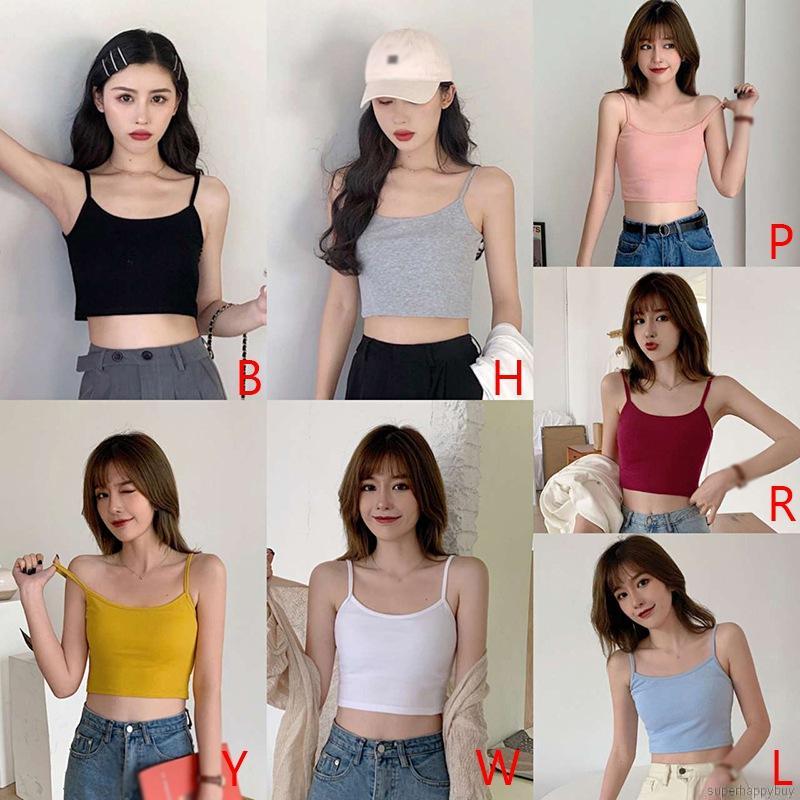 Áo Hai Dây Thân Ngắn Màu Trơn Gợi Cảm Cho Phụ Nữ
