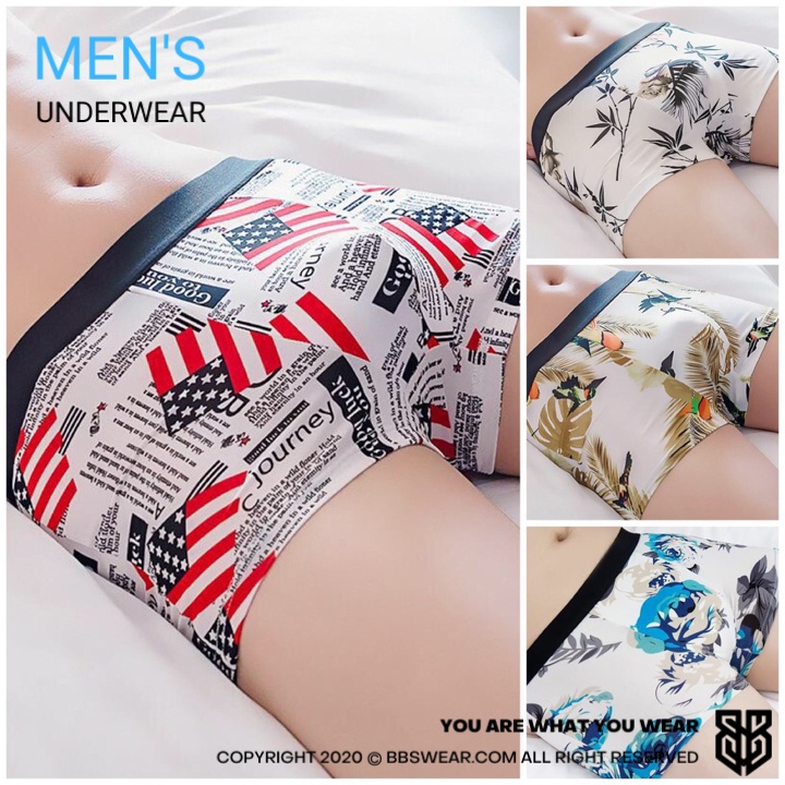 Bộ 4 Quần Lót Nam Boxer Cotton In Lụa, Quần Sịp Đùi Thun Lạnh Nhiều Kiểu - HM01