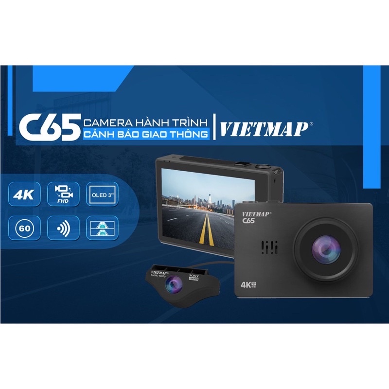 Camera Hành Trình Cảm Ứng VIETMAP C65 - Ghi Hình Trước và Sau + Cảnh báo bằng giọng nói + Wifi + Thẻ nhớ 32GB | WebRaoVat - webraovat.net.vn