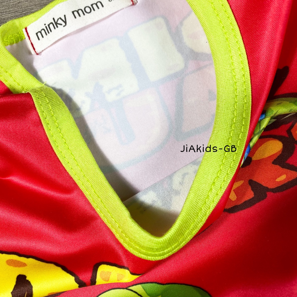 Bộ Cộc Tay VẢI 3D MINKY MOM In Hình Họa Tiết Khủng Long Oto Cho Bé TN-IN100