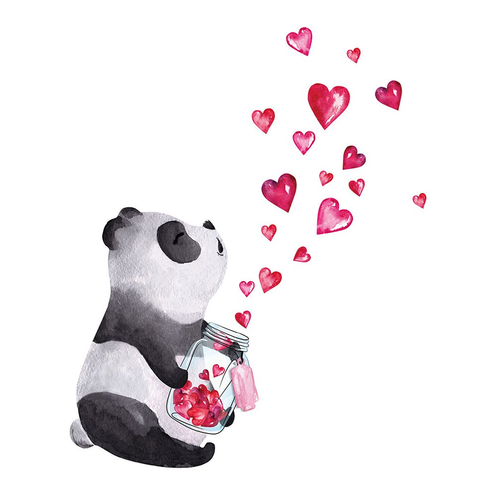 Sticker Dán Tường Họa Tiết Hình Con Gấu Trúc Dùng Trong Trang Trí Phòng Khách, Phòng Ngủ