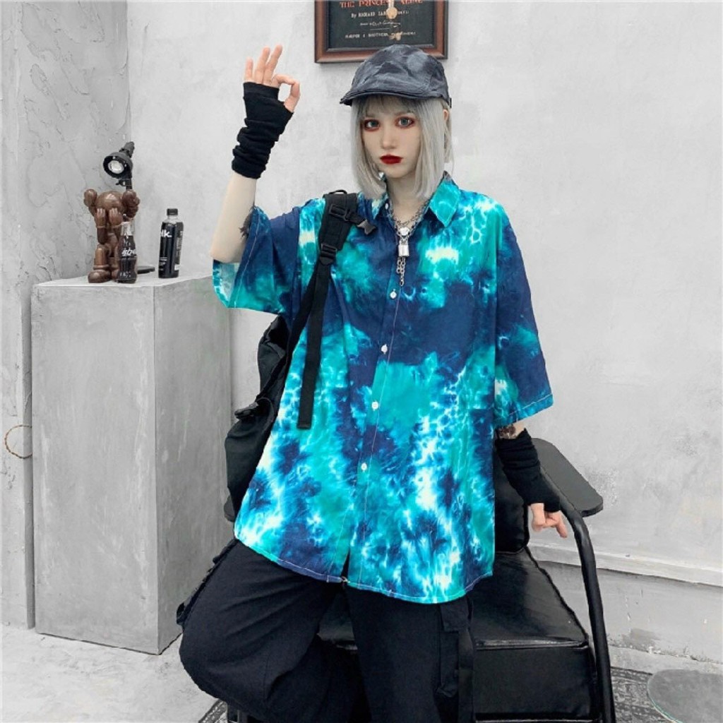 áo sơ mi unisex nam nữ loang màu hoạ tiết cực COOL | BigBuy360 - bigbuy360.vn