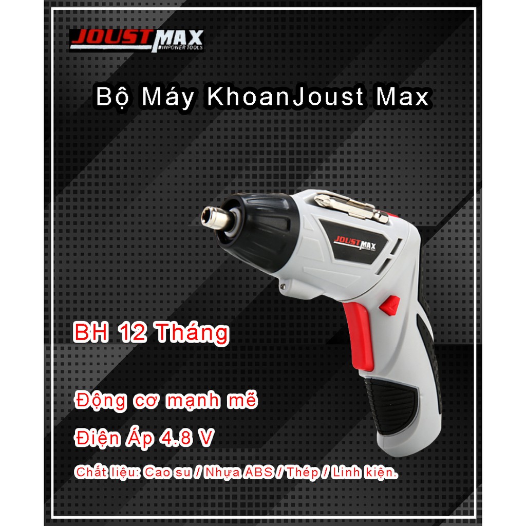 Bộ Máy Khoan Bắt Vít Sạc Pin Joust Max 4.8V – Tặng Kèm Bộ Dụng Cụ 45 Chi Tiết, máy khoan tích điện , máy bắn vít