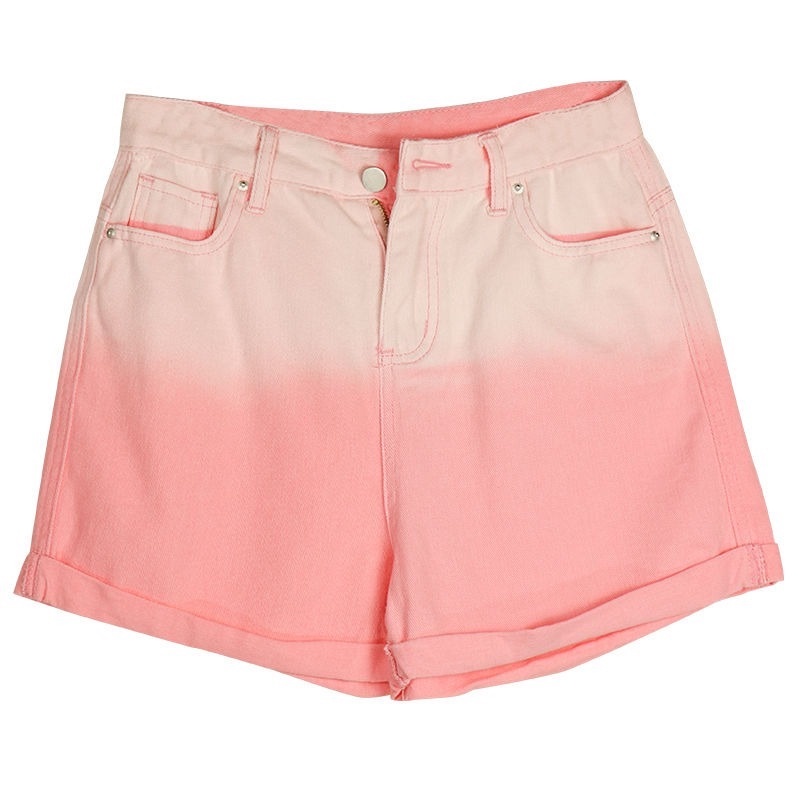 Quần Short Denim Lưng Cao Màu Gradient Mùa Hè Mới Cho Nữ