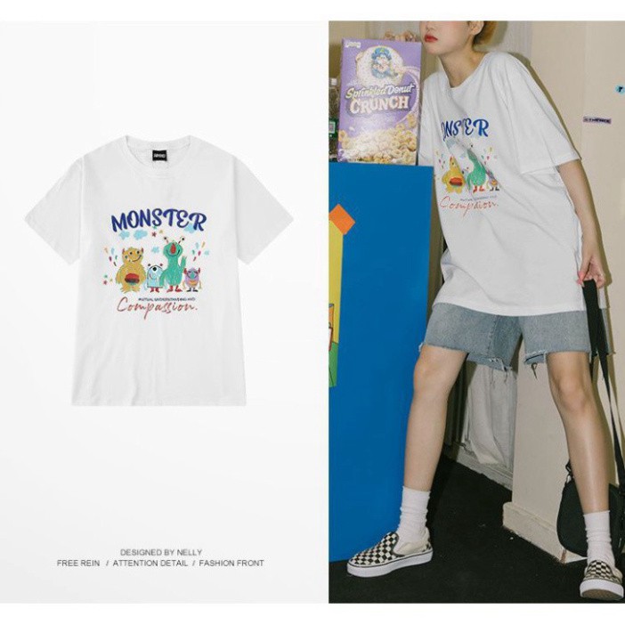 ÁO THUN, ÁO PHÔNG TAY LỠ UNISEX FORM RỘNG OVERSIZE ANIME MONSTER M660 KL SHOP LANANHSHOP