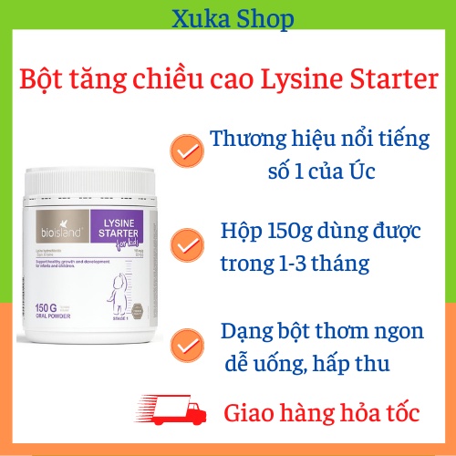 Lysine Bioisland dạng bột phát triển chiều cao cho bé từ 6 tháng đến 5 tuổi - Hàng nội địa Úc
