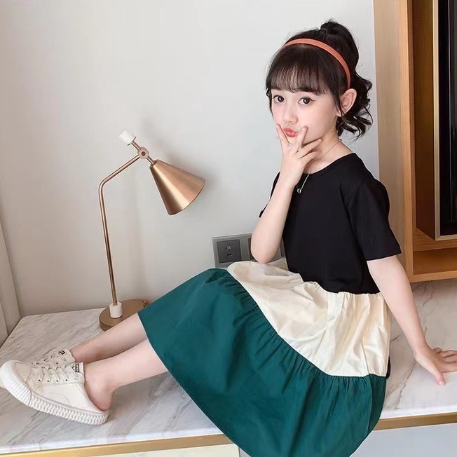 Đầm Bé Gái Đầm Tay Ngắn Phong Cách Phương Tây Thời Trang Mùa Hè Mới Cho Bé Gái Váy Bé Gái