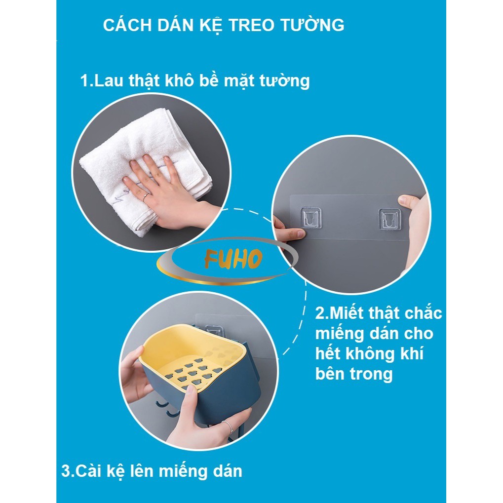 Kệ nhà tắm treo tường 2 lớp FUHO để đựng mỹ phẩm và đồ dùng nhà tắm làm từ nhựa ABS(KNT)