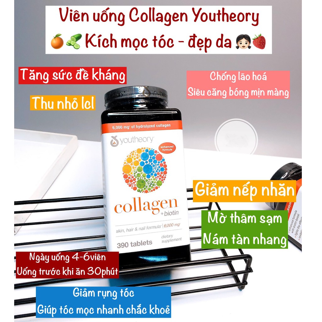 Viên uống bổ xung colagen mỹ youtheory hàng chính hãng mỹ [Hộp 390 Viên]