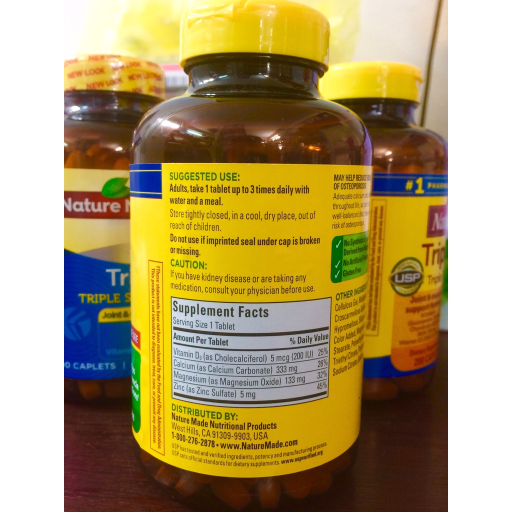 Bổ sung Canxi, Magie và Kẽm Nature Made Calcium Magnesium Zinc 300 viên