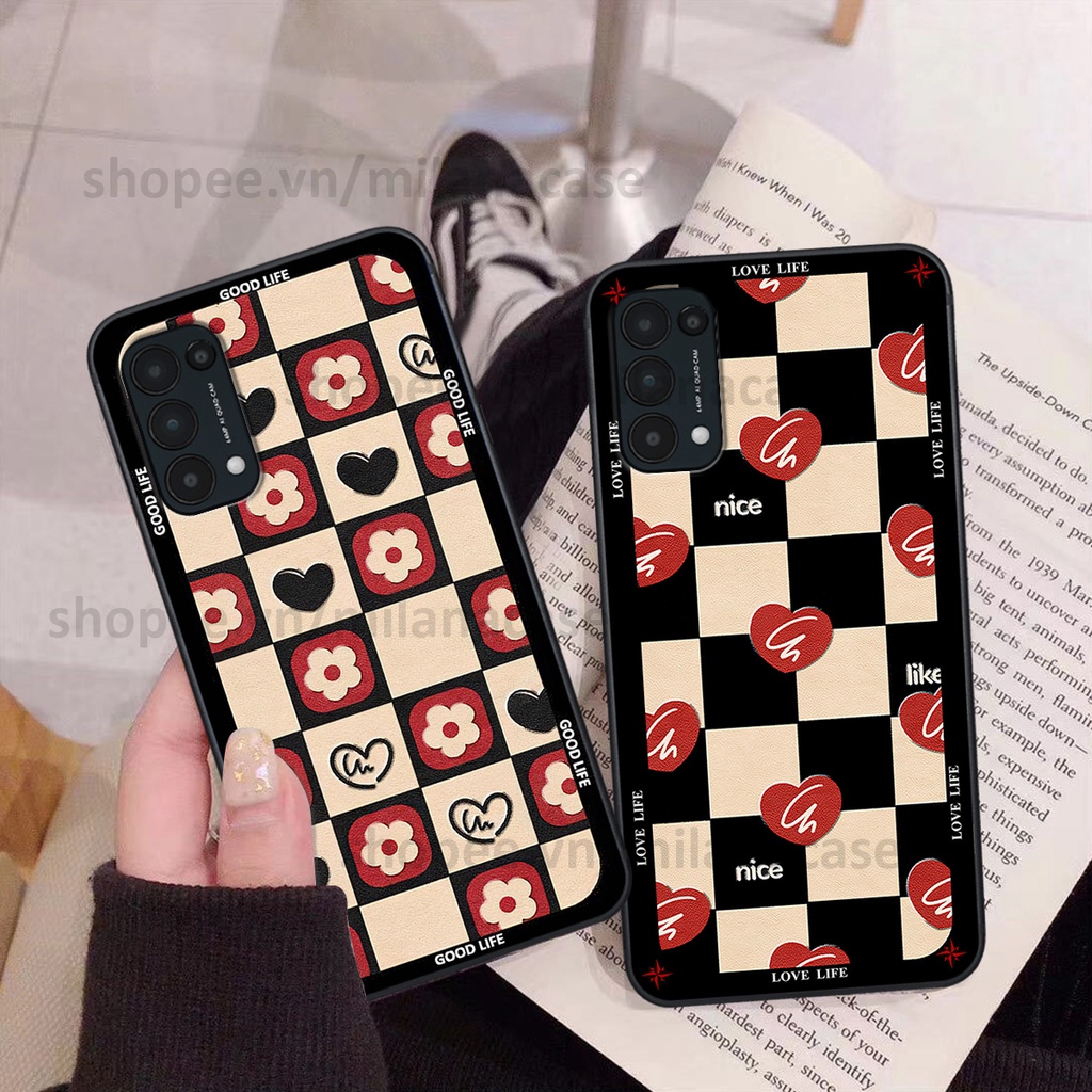 Ốp Oppo Reno5 4G / Reno5 5G / Reno 5 in hình caro trái tim siêu đẹp, siêu nét đầy phong cách cá tính