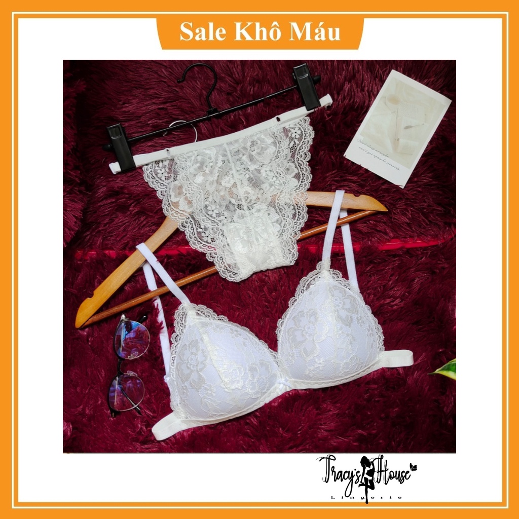 Set Bra - Bralette voan sexy không gọng, mút mỏng - Bộ đồ lót nữ màu trắng - NY21