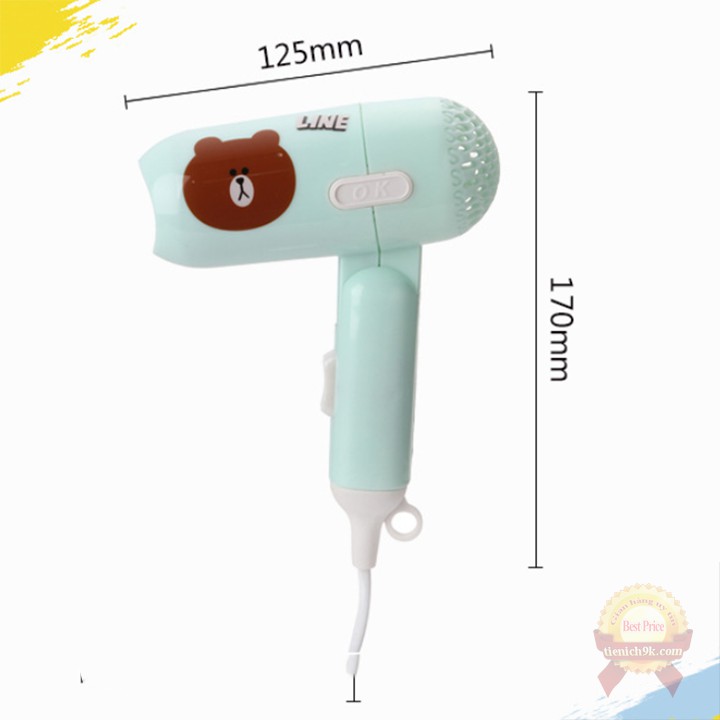 Máy sấy tóc mini cầm tay gấp gọn hình thú 2 chế độ nóng lạnh tiện lợi 220V
