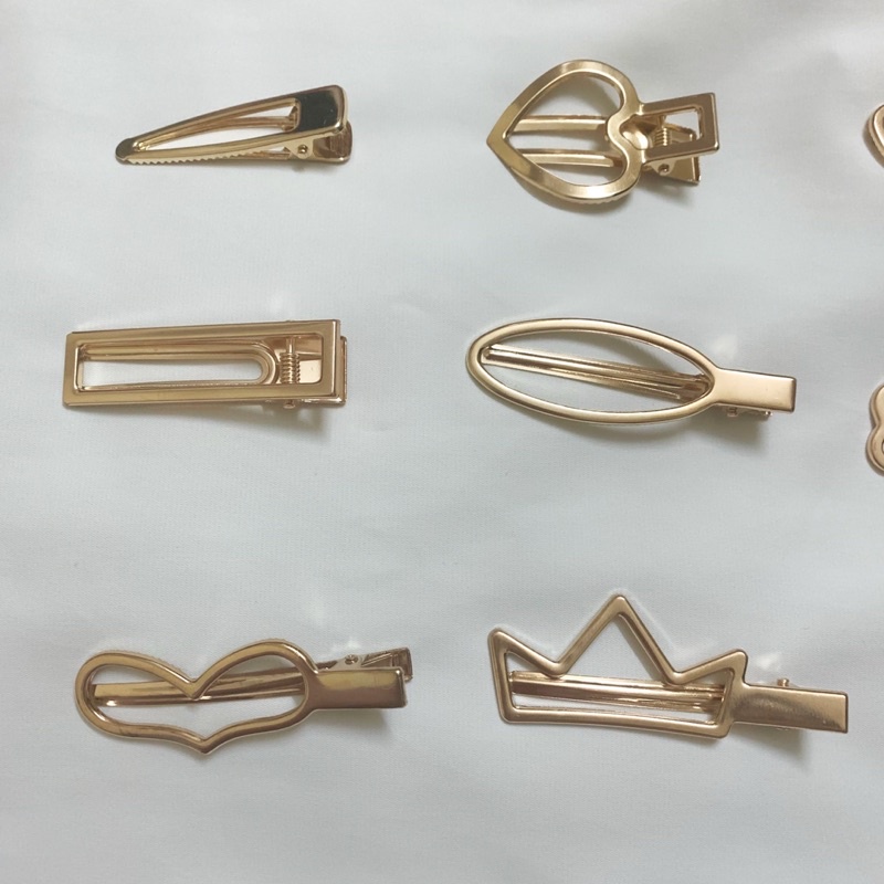 Kẹp tóc kim loại màu vàng đa dạng cho nữ phong cách Hàn Quốc