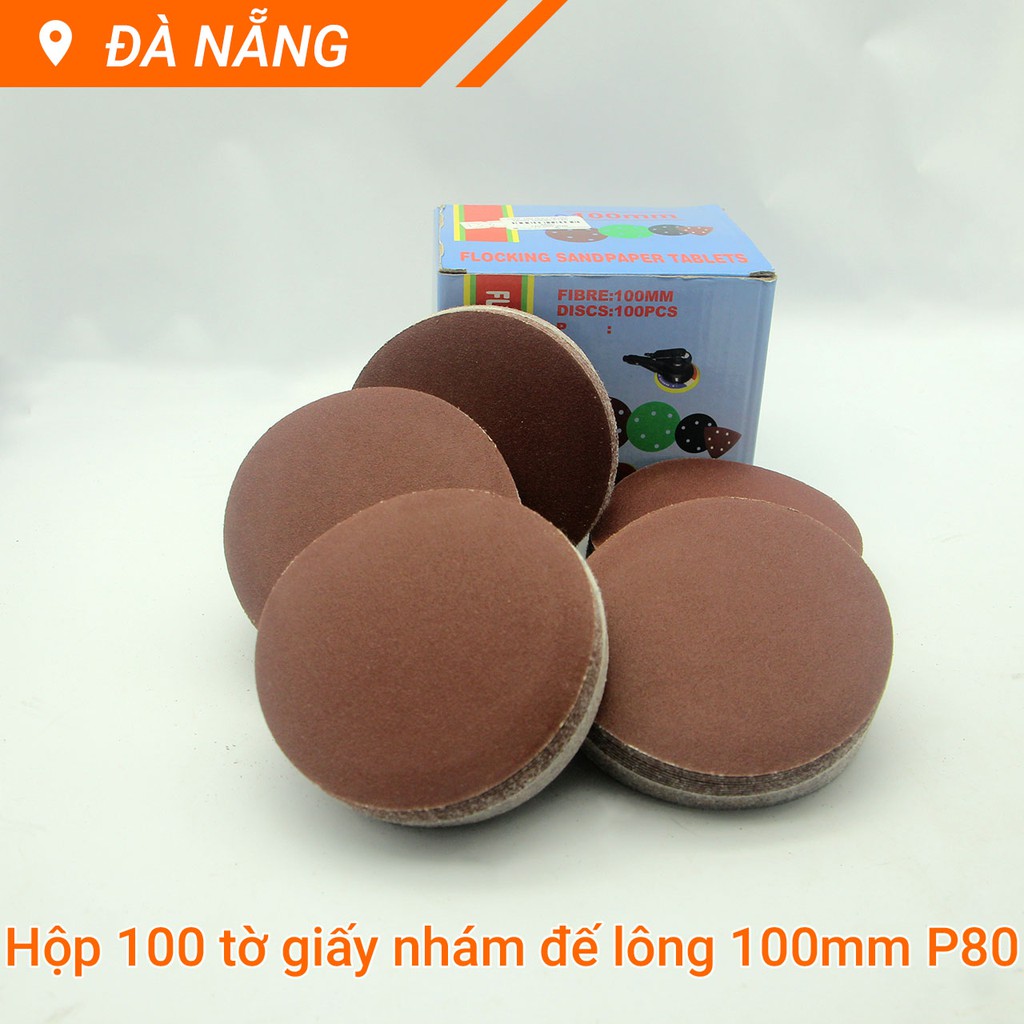 Hộp 100 giấy nhám tròn 100mm chuẩn P80