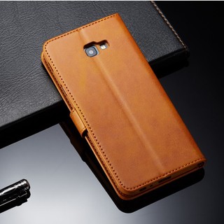 Bao da nắp gập màu trơn thời trang cho điện thoại Samsung J4 + J6 plus 2018