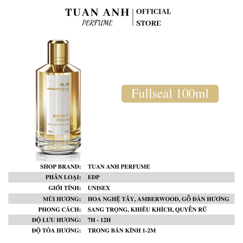 Nước hoa unisex cao cấp Mancera Instant Crush Eau De Parfum chính hãng thơm lâu giá rẻ TUAN ANH PERFUME