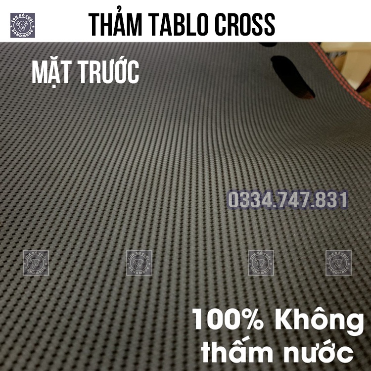 Thảm taplo Cross da vân Carbon cao cấp chóng nóng chống phản chiếu ánh nắng màu đen chỉ đỏ