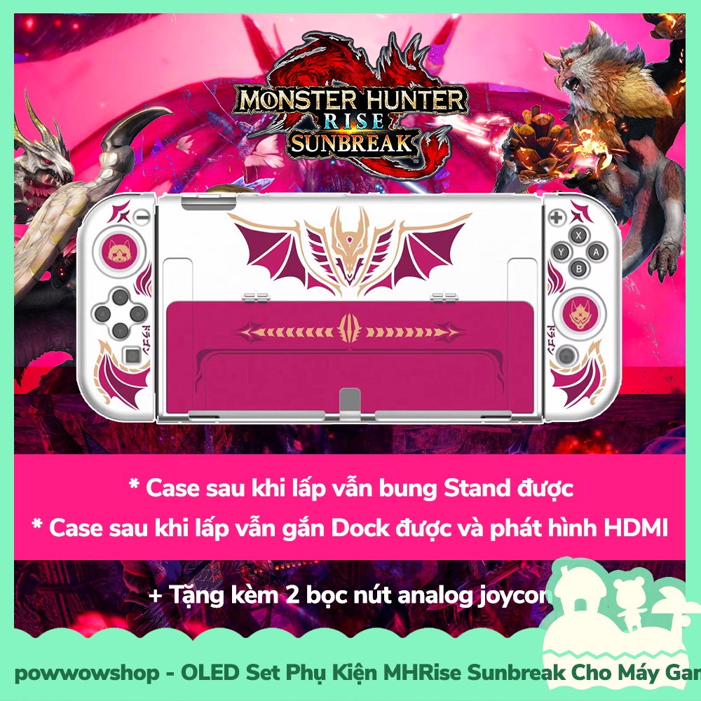 [Sẵn VN - Hỏa Tốc] OLED Set Bộ Phụ Kiện Case Ốp, Hộp Băng, Túi Máy Game Cho Nintendo Switch Monster Hunter Rise Sunbreak