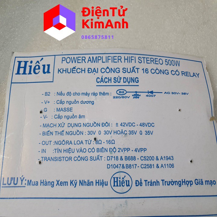 Mạch công suất 16 sò 500w có rơ le Hiếu-1 mạch