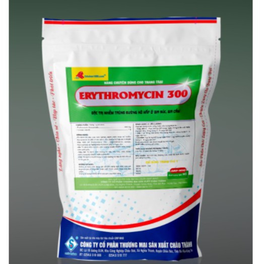 ERYTHROMYCIN 300 (100G) - Thuốc kháng sinh thú y đặc trị nhiễm trùng đường hô hấp, tiêu hoá, viêm khớp
