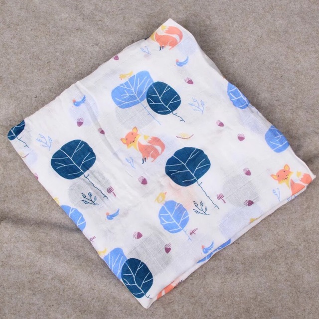 Khăn tắm hoa văn Muslin swaddle Sợi tre trắng ( màu) cho bé