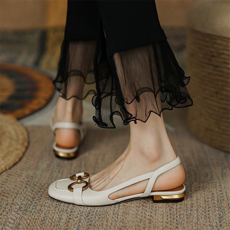 Giày Big Size Nữ Gót 3 cm Size 40 41 42 43 mũi vuông phong cách vintage nữ tính