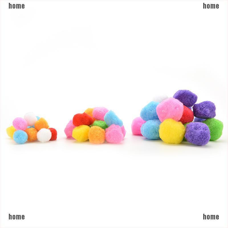 Set 100 quả pompom mini 10mm 20mm 30mm 40mm nhiều màu làm đồ chơi thủ công cho bé