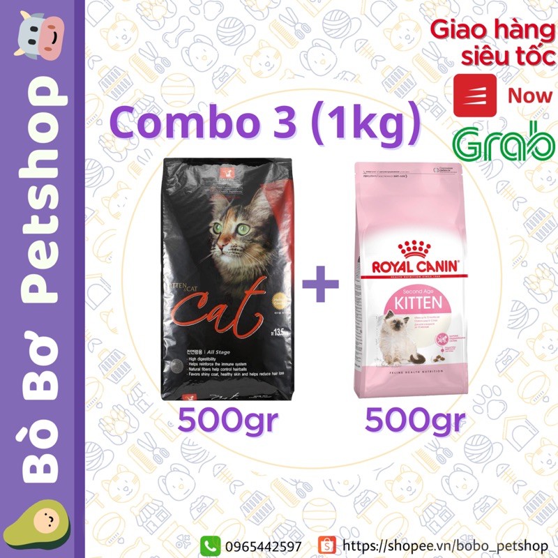 Thức ăn hạt cho mèo | MIX 3 Vị Catsrang + Cat's eye + Royal Canin | 1kg