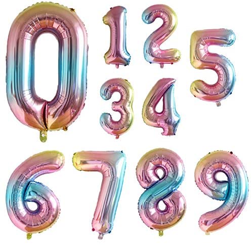 Bóng Bay Kỹ Thuật Số 32 Inch Màu Sắc Gradient Độc Đáo Trang Trí Tiệc Sinh Nhật
