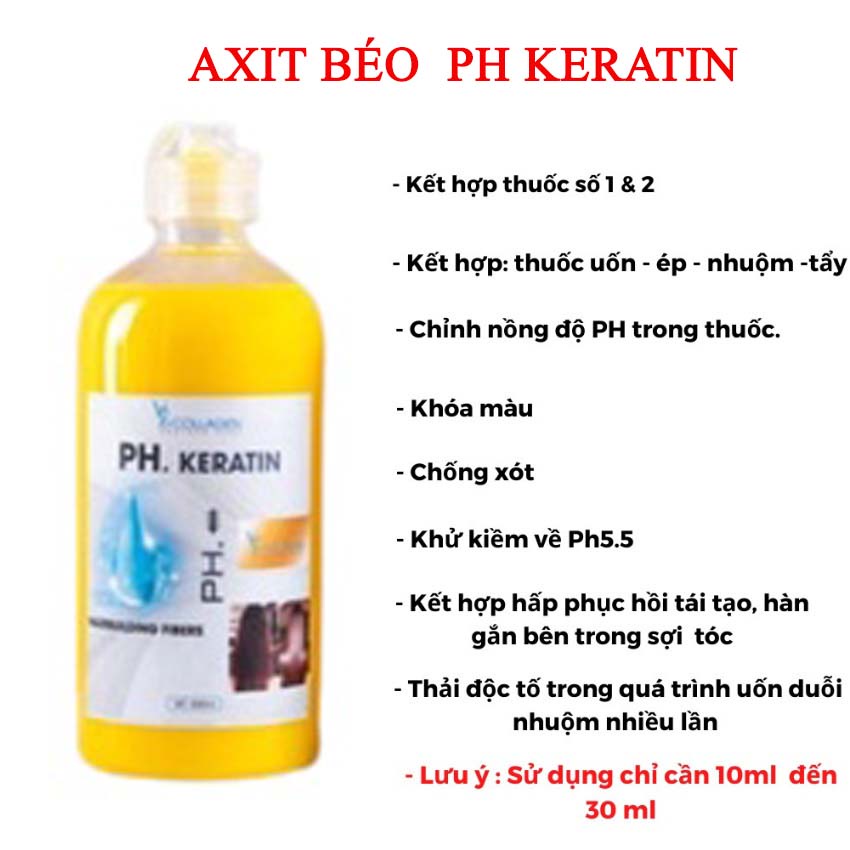 Kem ủ xả tóc Axit béo phục hồi tóc chuyên sâu PH Keratin V76 Collagen Italy 500ml