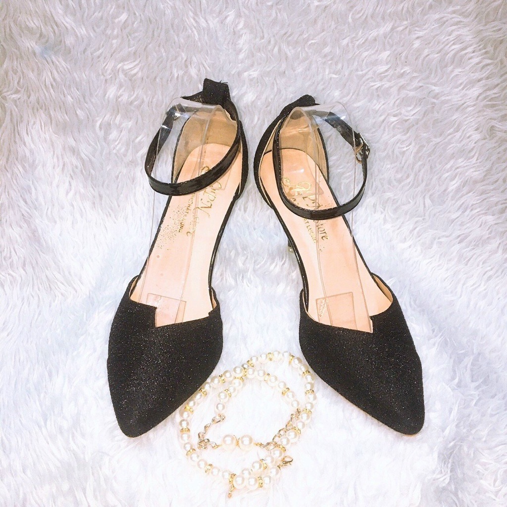 Giày cao gót nhọn 7 phân quai ngang xinh xắn trẻ trung